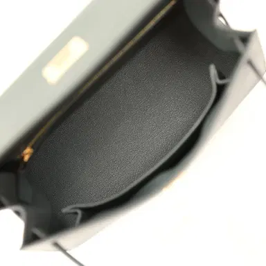 HERMÈS Hermes Kelly Sellier 25 Tri-Color Vert Mangrove, Gris Pantin, Black Epsom Permabrass Hardware | Thumbnail 8 HERMÈS Hermes Kelly Sellier 25 Tri-Color Vert Mangrove, Gris Pantin, Black Epsom Permabrass Hardware | Thumbnail 8