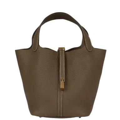 HERMÈS Hermes Picotin Lock 22 Etoupe Clemence Gold Hardware | Thumbnail 1 HERMÈS Hermes Picotin Lock 22 Etoupe Clemence Gold Hardware | Thumbnail 1