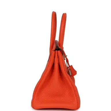 HERMÈS Pre-owned Hermes Birkin 30 Orange Poppy Clemence Palladium Hardware | Thumbnail 3 HERMÈS Pre-owned Hermes Birkin 30 Orange Poppy Clemence Palladium Hardware | Thumbnail 3