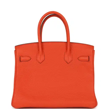 HERMÈS Pre-owned Hermes Birkin 30 Orange Poppy Clemence Palladium Hardware | Thumbnail 4 HERMÈS Pre-owned Hermes Birkin 30 Orange Poppy Clemence Palladium Hardware | Thumbnail 4