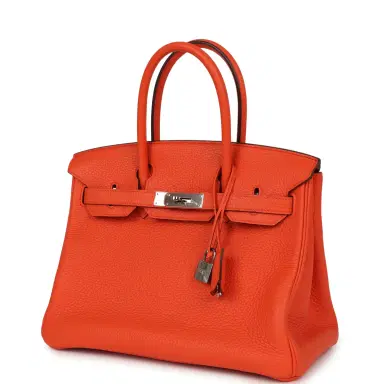 HERMÈS Pre-owned Hermes Birkin 30 Orange Poppy Clemence Palladium Hardware | Thumbnail 5 HERMÈS Pre-owned Hermes Birkin 30 Orange Poppy Clemence Palladium Hardware | Thumbnail 5
