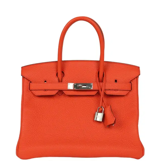 HERMÈS Pre-owned Hermes Birkin 30 Orange Poppy Clemence Palladium Hardware
