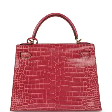 HERMÈS Pre-owned Hermes Kelly Sellier 28 Fuchsia Shiny Porosus Crocodile Gold Hardware | Thumbnail 4 HERMÈS Pre-owned Hermes Kelly Sellier 28 Fuchsia Shiny Porosus Crocodile Gold Hardware | Thumbnail 4