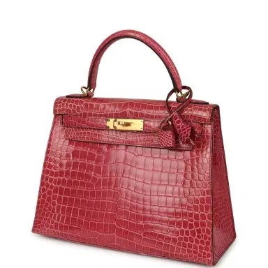 HERMÈS Pre-owned Hermes Kelly Sellier 28 Fuchsia Shiny Porosus Crocodile Gold Hardware | Thumbnail 5 HERMÈS Pre-owned Hermes Kelly Sellier 28 Fuchsia Shiny Porosus Crocodile Gold Hardware | Thumbnail 5