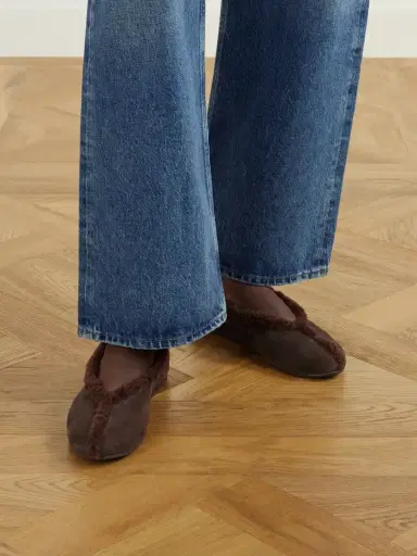 Ancient Greek Sandals Aeropi Shearling-trimmed Suede Ballet Flats | Thumbnail 2