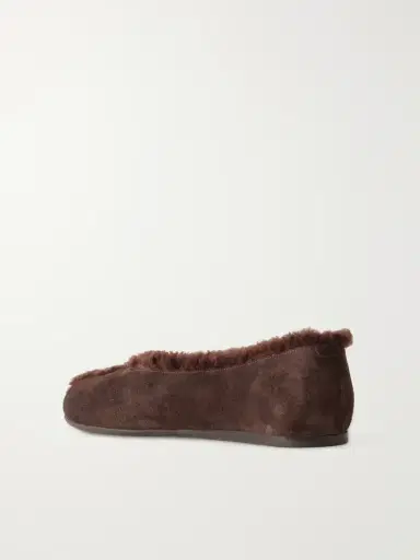 Ancient Greek Sandals Aeropi Shearling-trimmed Suede Ballet Flats | Thumbnail 3