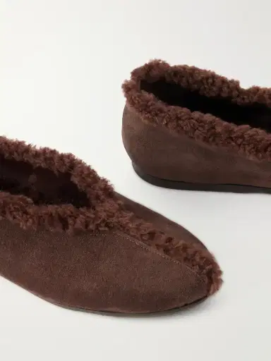 Ancient Greek Sandals Aeropi Shearling-trimmed Suede Ballet Flats | Thumbnail 5