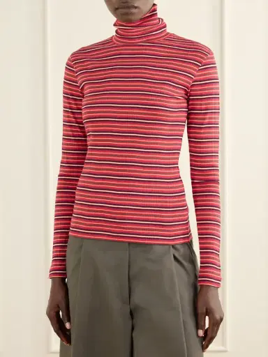 Dries Van Noten Striped Ribbed Cotton-blend Turtleneck Sweater | Thumbnail 3