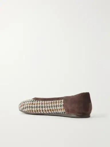 Ancient Greek Sandals Aeropi Suede-trimmed Houndstooth Tweed Ballet Flats | Thumbnail 3 Ancient Greek Sandals Aeropi Suede-trimmed Houndstooth Tweed Ballet Flats | Thumbnail 3