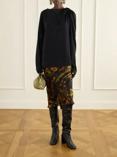 Dries Van Noten Gathered Cotton-jersey T-shirt | Thumbnail 2 Dries Van Noten Gathered Cotton-jersey T-shirt | Thumbnail 2