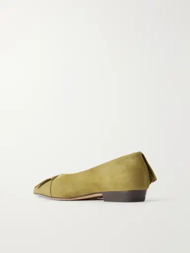 JW Anderson Ruffled Nubuck-trimmed Suede Ballet Flats | Thumbnail 3