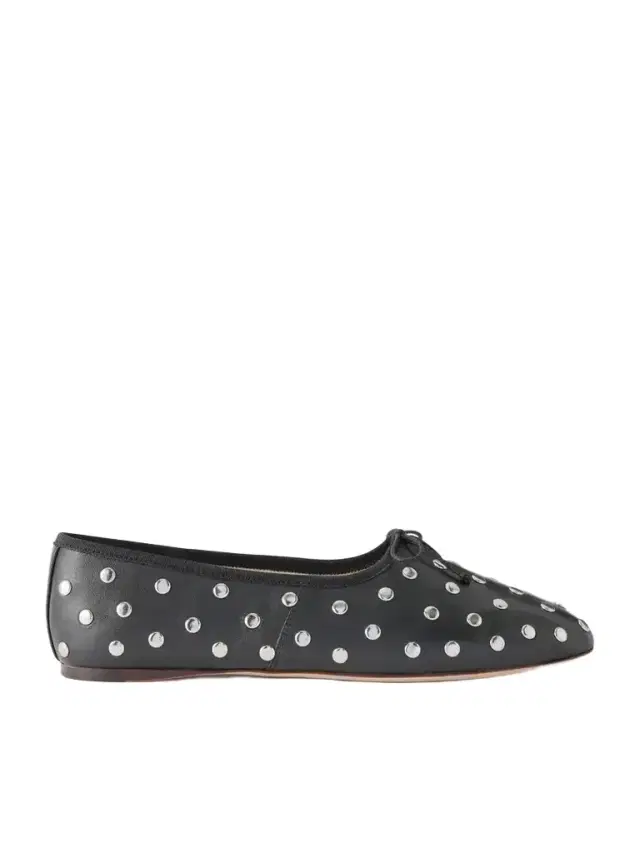 Loeffler Randall Landon Bow-detailed Studded Leather Ballet Flats