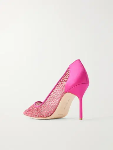 Manolo Blahnik Bb 90 Embellished Satin-trimmed Tulle Pumps | Thumbnail 3 Manolo Blahnik Bb 90 Embellished Satin-trimmed Tulle Pumps | Thumbnail 3