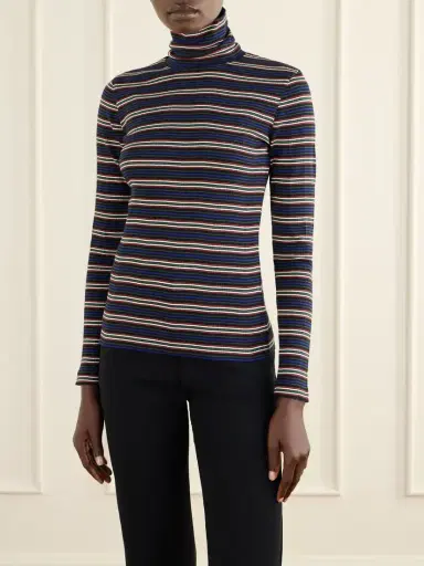 Dries Van Noten Striped Ribbed Cotton-blend Turtleneck Sweater | Thumbnail 3