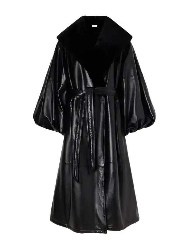 Magda Butrym Belted Plush-trimmed Leather Coat