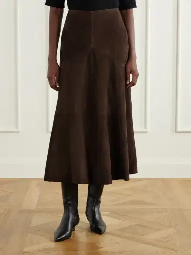 Nour Hammour Garnier Paneled Suede Midi Skirt | Thumbnail 3