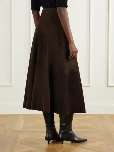 Nour Hammour Garnier Paneled Suede Midi Skirt | Thumbnail 4