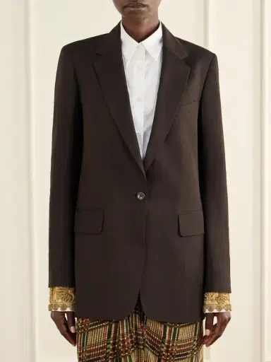 Dries Van Noten Striped Crepe Blazer | Thumbnail 3 Dries Van Noten Striped Crepe Blazer | Thumbnail 3