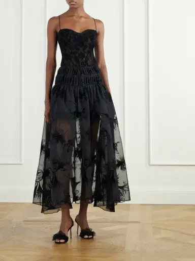 Pauline Dujancourt Rebecca Velvet-trimmed Organza Midi Skirt | Thumbnail 2 Pauline Dujancourt Rebecca Velvet-trimmed Organza Midi Skirt | Thumbnail 2