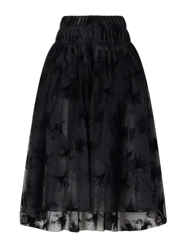 Pauline Dujancourt Rebecca Velvet-trimmed Organza Midi Skirt | Thumbnail 1 Pauline Dujancourt Rebecca Velvet-trimmed Organza Midi Skirt | Thumbnail 1