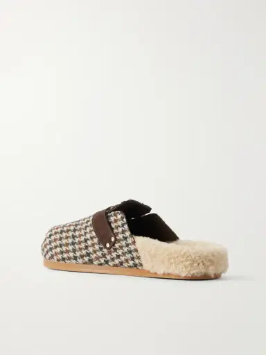 Ancient Greek Sandals Vasilitsa Shearling-trimmed Houndstooth Tweed Mules | Thumbnail 3 Ancient Greek Sandals Vasilitsa Shearling-trimmed Houndstooth Tweed Mules | Thumbnail 3