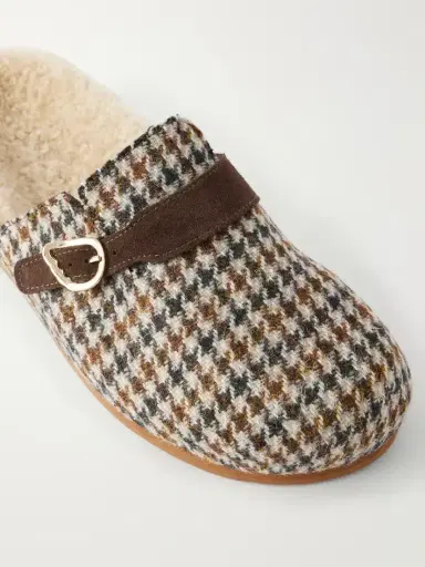 Ancient Greek Sandals Vasilitsa Shearling-trimmed Houndstooth Tweed Mules | Thumbnail 5 Ancient Greek Sandals Vasilitsa Shearling-trimmed Houndstooth Tweed Mules | Thumbnail 5