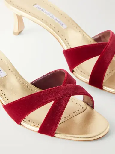 Manolo Blahnik Callydramu 50 Velvet Sandals | Thumbnail 5
