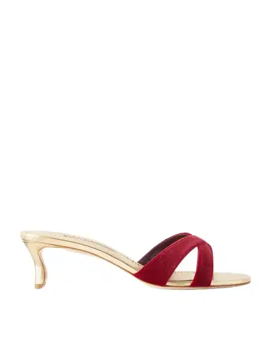Manolo Blahnik Callydramu 50 Velvet Sandals | Thumbnail 1