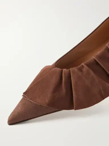 JW Anderson Ruffled Nubuck-trimmed Suede Ballet Flats | Thumbnail 5