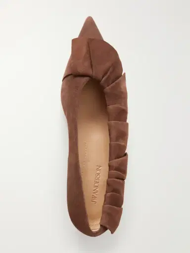 JW Anderson Ruffled Nubuck-trimmed Suede Ballet Flats | Thumbnail 6