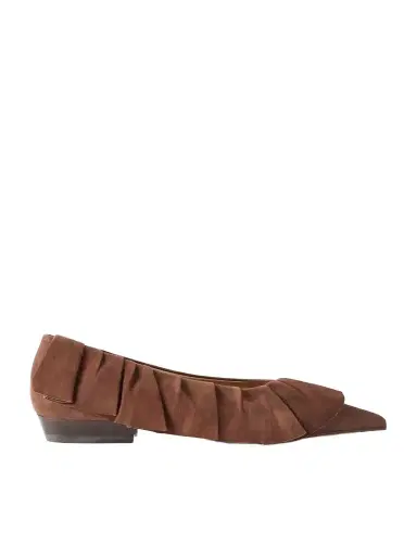 JW Anderson Ruffled Nubuck-trimmed Suede Ballet Flats | Thumbnail 1