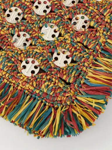 Rabanne Leather-trimmed Fringed Woven Raffia Clutch | Thumbnail 5