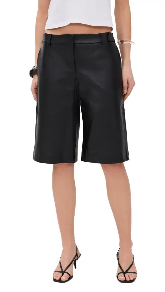 Reformation Veda Gisele Leather Low Rise Bermuda Shorts