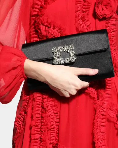 Roger Vivier Crystal Buckle Satin Clutch Bag | Thumbnail 2
