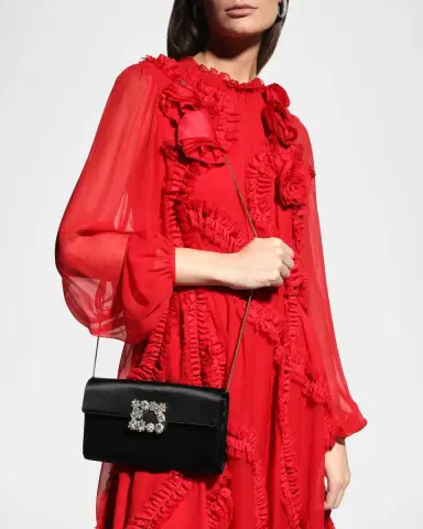 Roger Vivier Crystal Buckle Satin Clutch Bag | Thumbnail 5