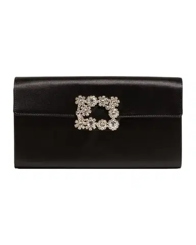 Roger Vivier Crystal Buckle Satin Clutch Bag | Thumbnail 1