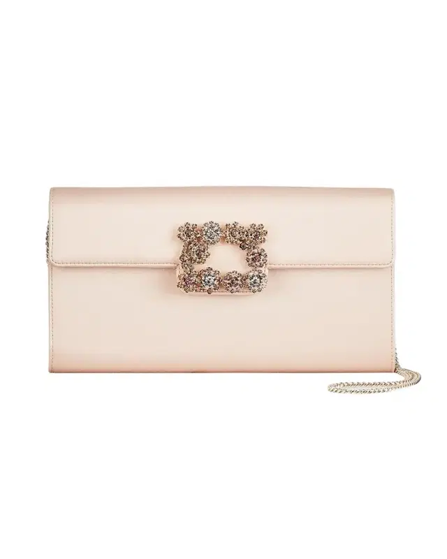 Roger Vivier Envelope Flap Flower Buckle Clutch Bag