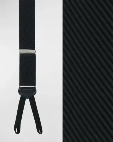 Trafalgar Men's Leyton Diagonal-Weave Silk Suspender Braces | Thumbnail 3
