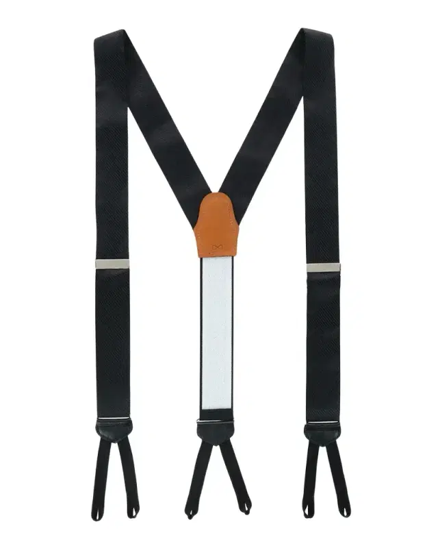 Men's Leyton Diagonal-Weave Silk Suspender Braces