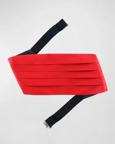 Trafalgar Men's Sutton Pleated Satin Cummerbund | Thumbnail 2