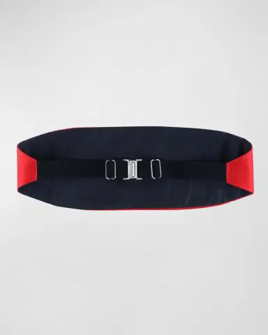Trafalgar Men's Sutton Pleated Satin Cummerbund | Thumbnail 3
