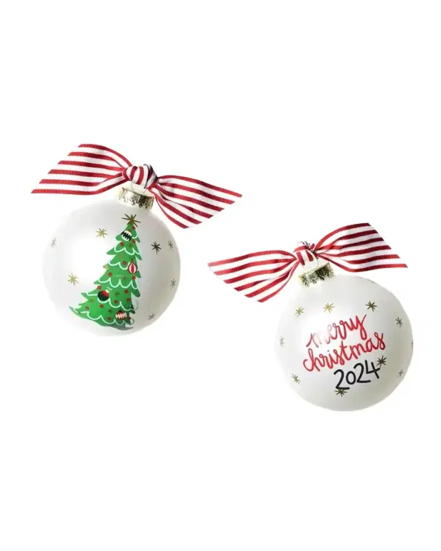 Coton Colors Vintage Trimmed Tree Personalized Glass Ornament with Stand