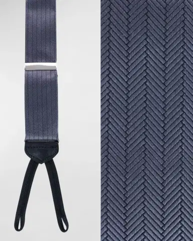 Trafalgar Men's Herringbone Silk Suspender Braces | Thumbnail 3