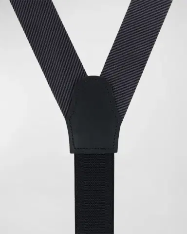 Trafalgar Men's Leyton Diagonal-Weave Silk Suspender Braces | Thumbnail 2