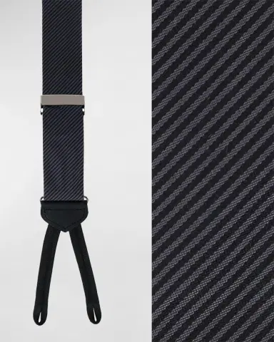 Trafalgar Men's Leyton Diagonal-Weave Silk Suspender Braces | Thumbnail 3