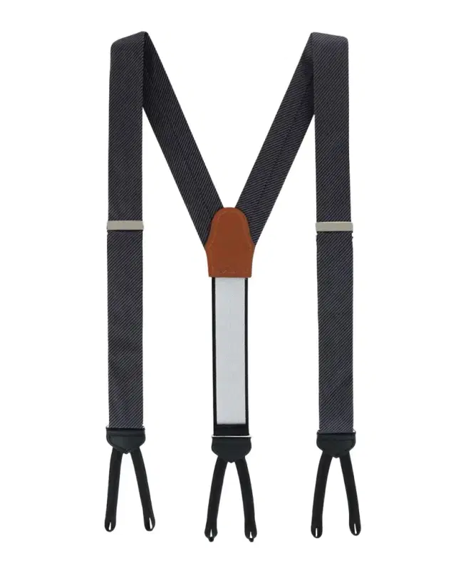 Trafalgar Men's Leyton Diagonal-Weave Silk Suspender Braces