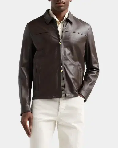Kiton Leather Zip-Front Jacket | Thumbnail 4 Kiton Leather Zip-Front Jacket | Thumbnail 4