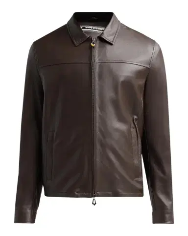 Kiton Leather Zip-Front Jacket | Thumbnail 1 Kiton Leather Zip-Front Jacket | Thumbnail 1
