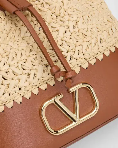Valentino Garavani Mini Raffia & Leather Bucket Crossbody Bag | Thumbnail 6 Valentino Garavani Mini Raffia & Leather Bucket Crossbody Bag | Thumbnail 6