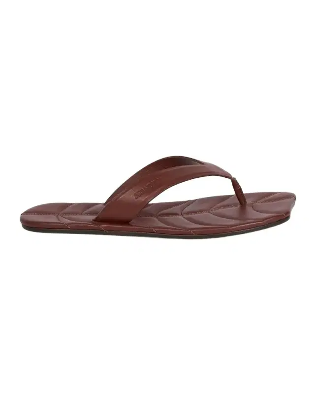 Leaf Leather Flat Thong Sandals